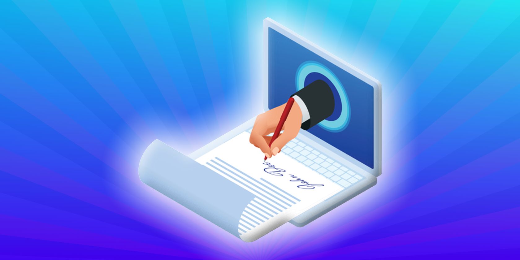 Hợp đồng thông minh Smart Contract là gì? person signing smart contract through computer screen feature