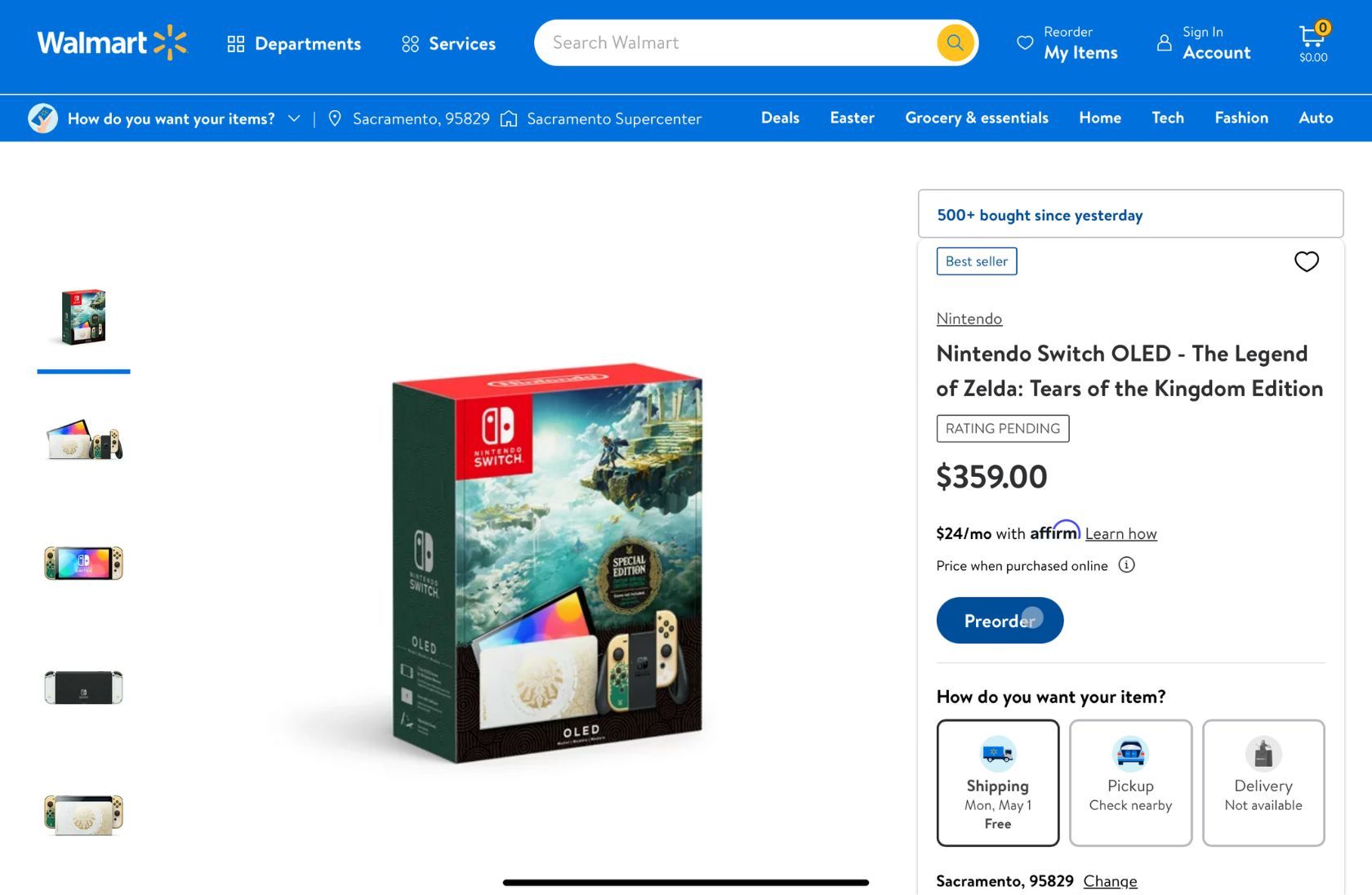 Tìm kiếm mặt hàng và nhấn Đặt hàng trước để Đặt hàng trước trên Trang web Walmart
