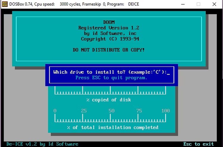 Cài đặt trò chơi trong DOSBox