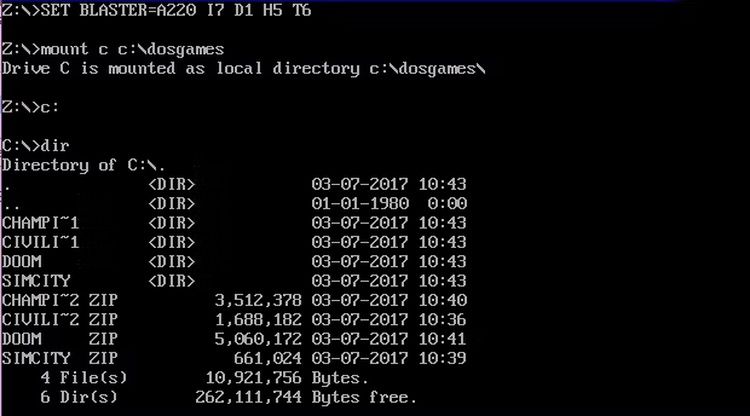 Quản lý thư mục trong DOSBox