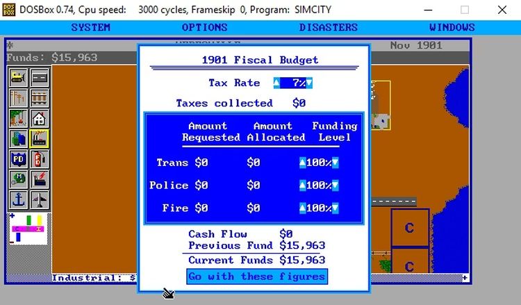 SimCity trong DOSBox