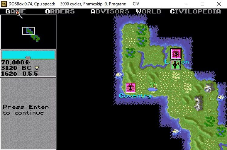 Nền văn minh đang chạy trong DOSBox