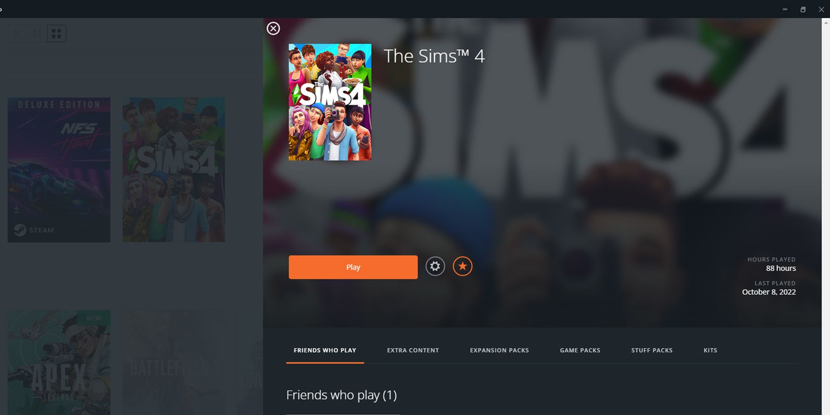 Ảnh chụp màn hình của The Sims 4 trên Origin