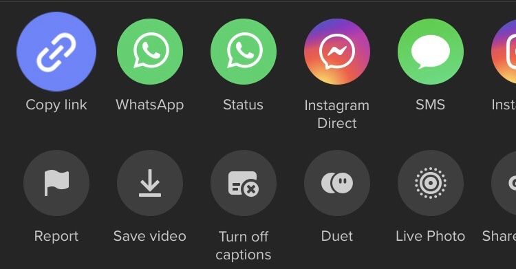 Tùy chọn chia sẻ trên TikTok
