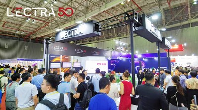 Lectra giới thiệu Gerber Atria 70, máy cắt vải đa lớp cao cấp tại SaigonTex 2023, Việt Nam Lectra's Booth in SaigonTex 2023 (PRNewsfoto/Lectra)