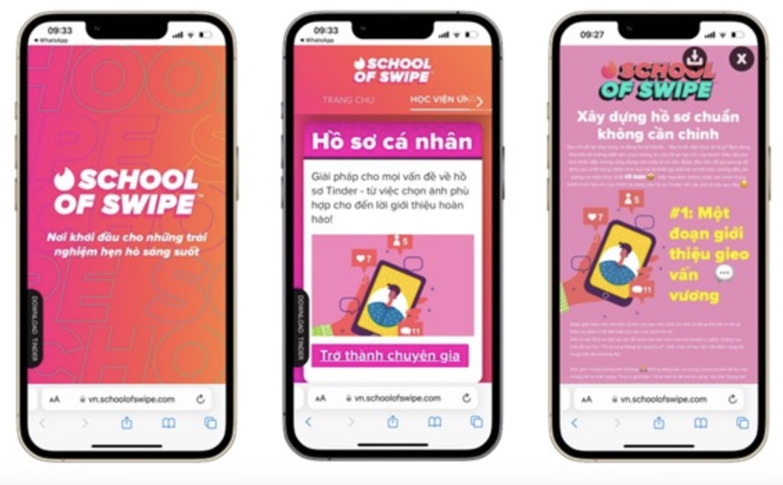 School of Swipe của Tinder chính thức ra mắt