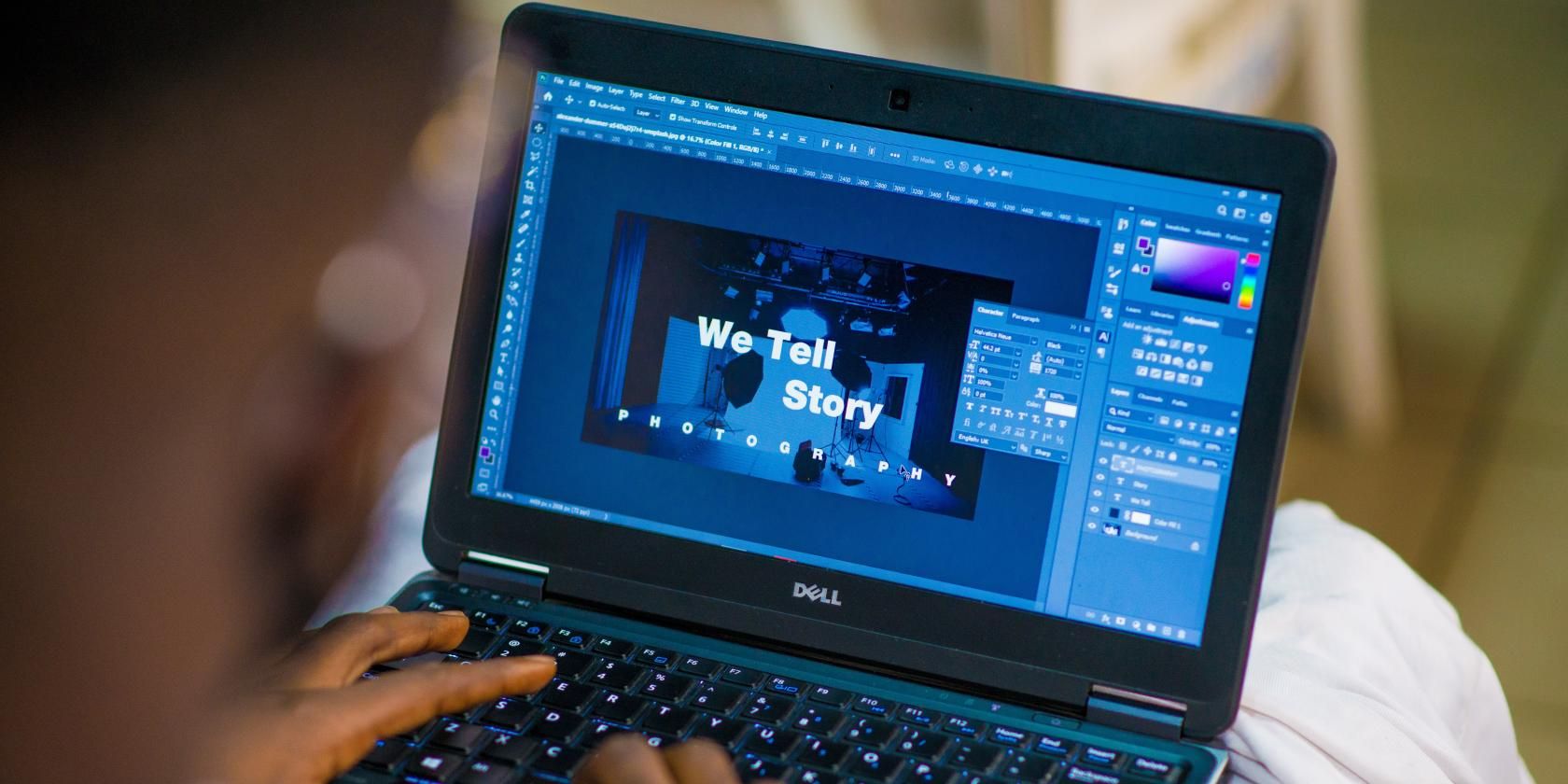 man working in Photoshop