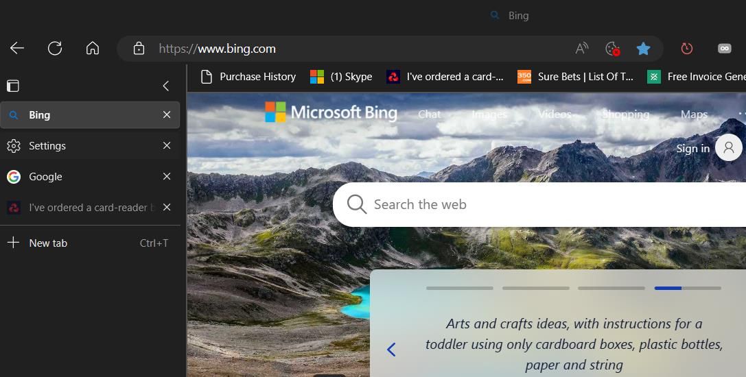 Thanh bên tab dọc trong Edge