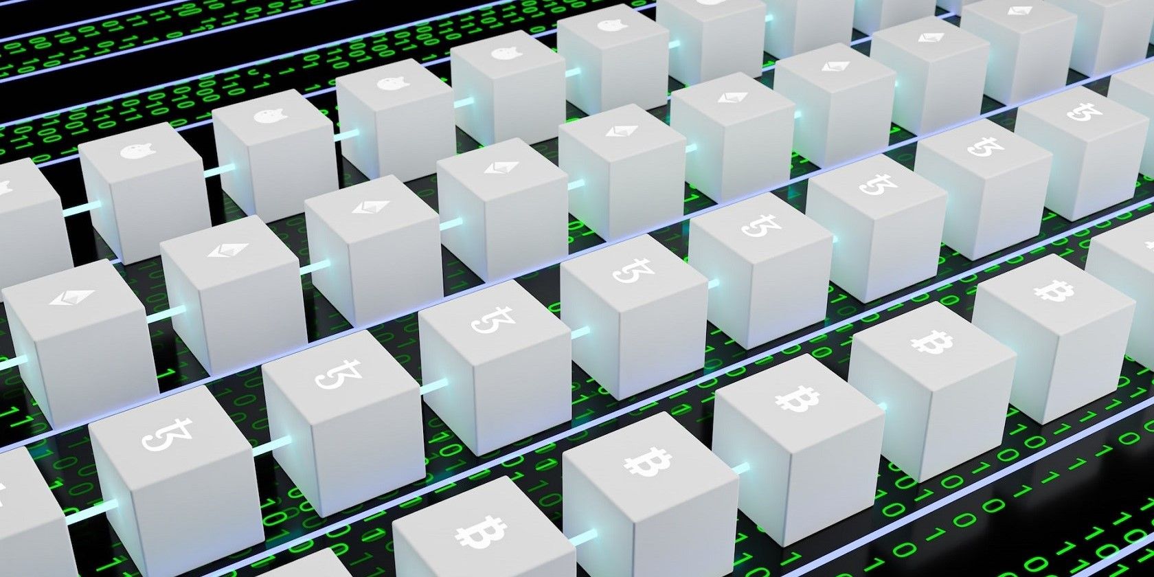 minh họa các khối Tezos, Bitcoin và Ethereum