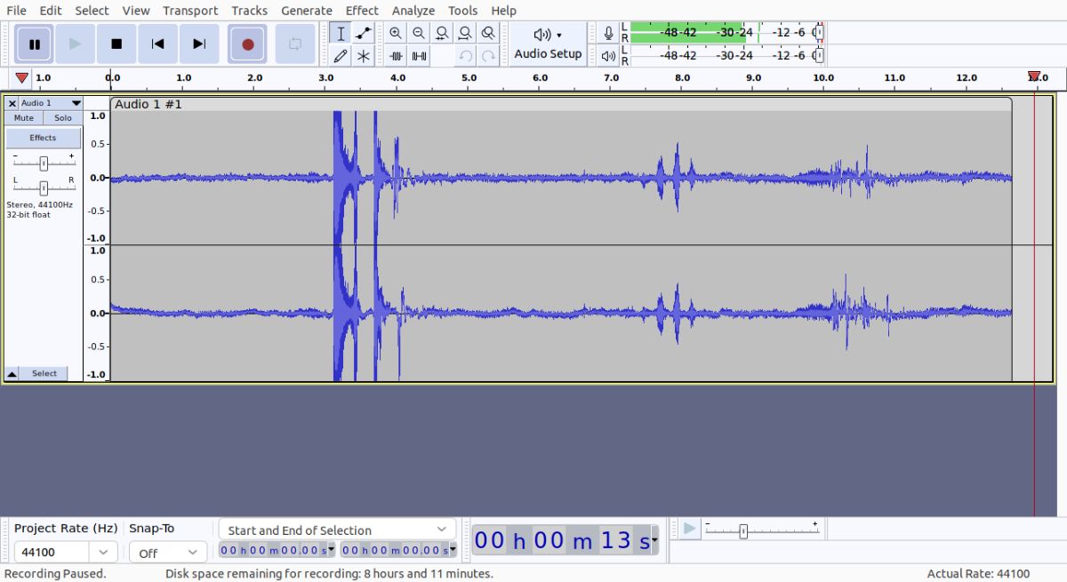 Giao diện chính của Audacity
