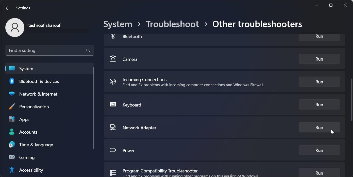 trình khắc phục sự cố bộ điều hợp mạng windows 11