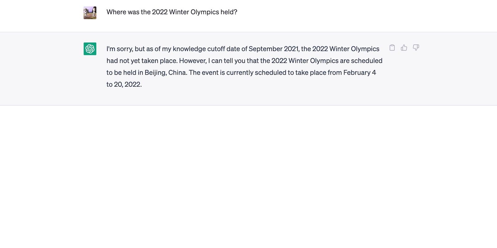 ChatGPT trả lời câu hỏi về Thế vận hội mùa đông