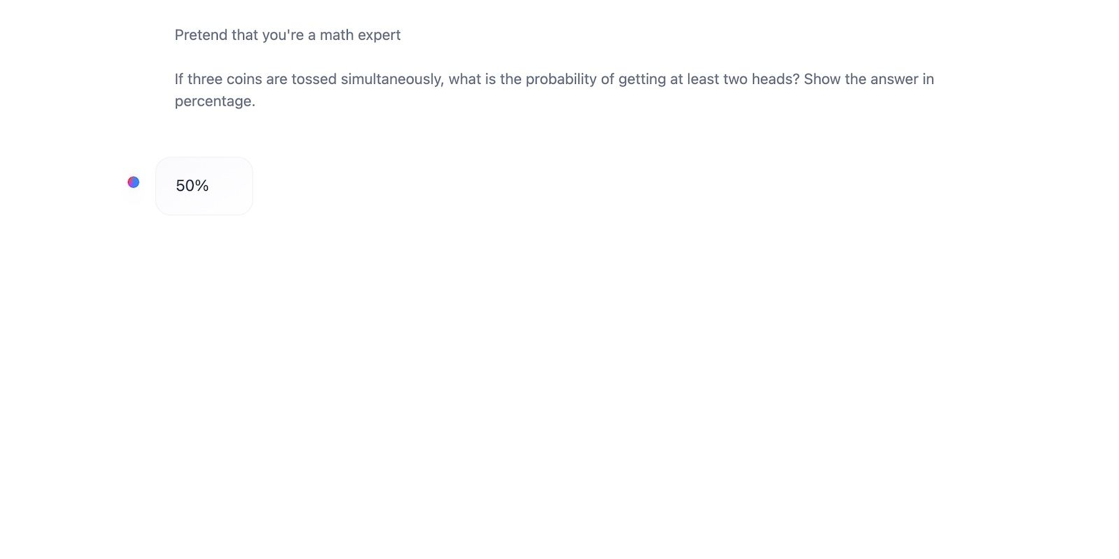 HuggingChat trả lời chính xác một vấn đề thống kê