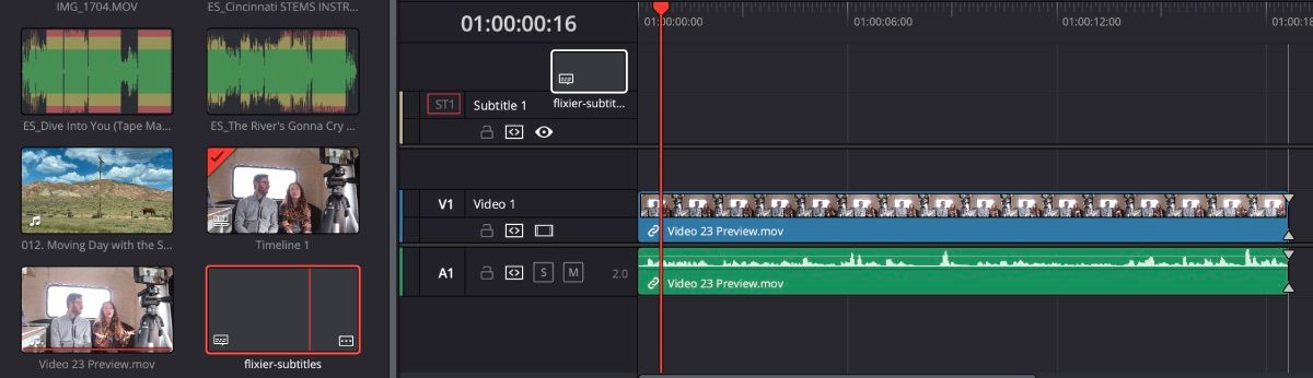 DaVinci Resolve Thêm tệp SRT vào Timeline
