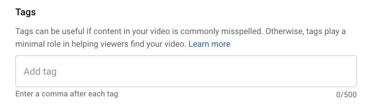 Phần thêm thẻ khi tải video lên