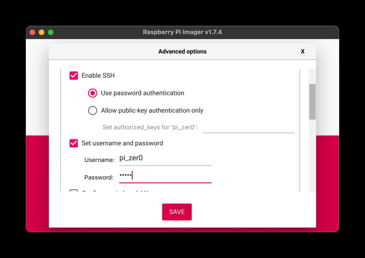 kích hoạt SSH trong Raspberry Pi Imager