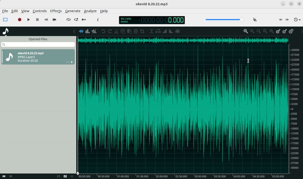 chỉnh sửa file âm thanh trong ocenaudio