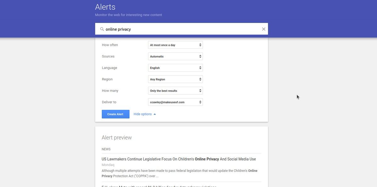Tạo Cảnh báo Google