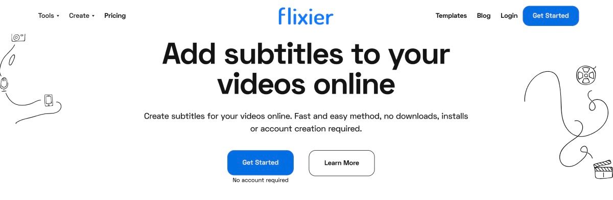 Flixier Thêm biểu ngữ phụ đề với nút bắt đầu