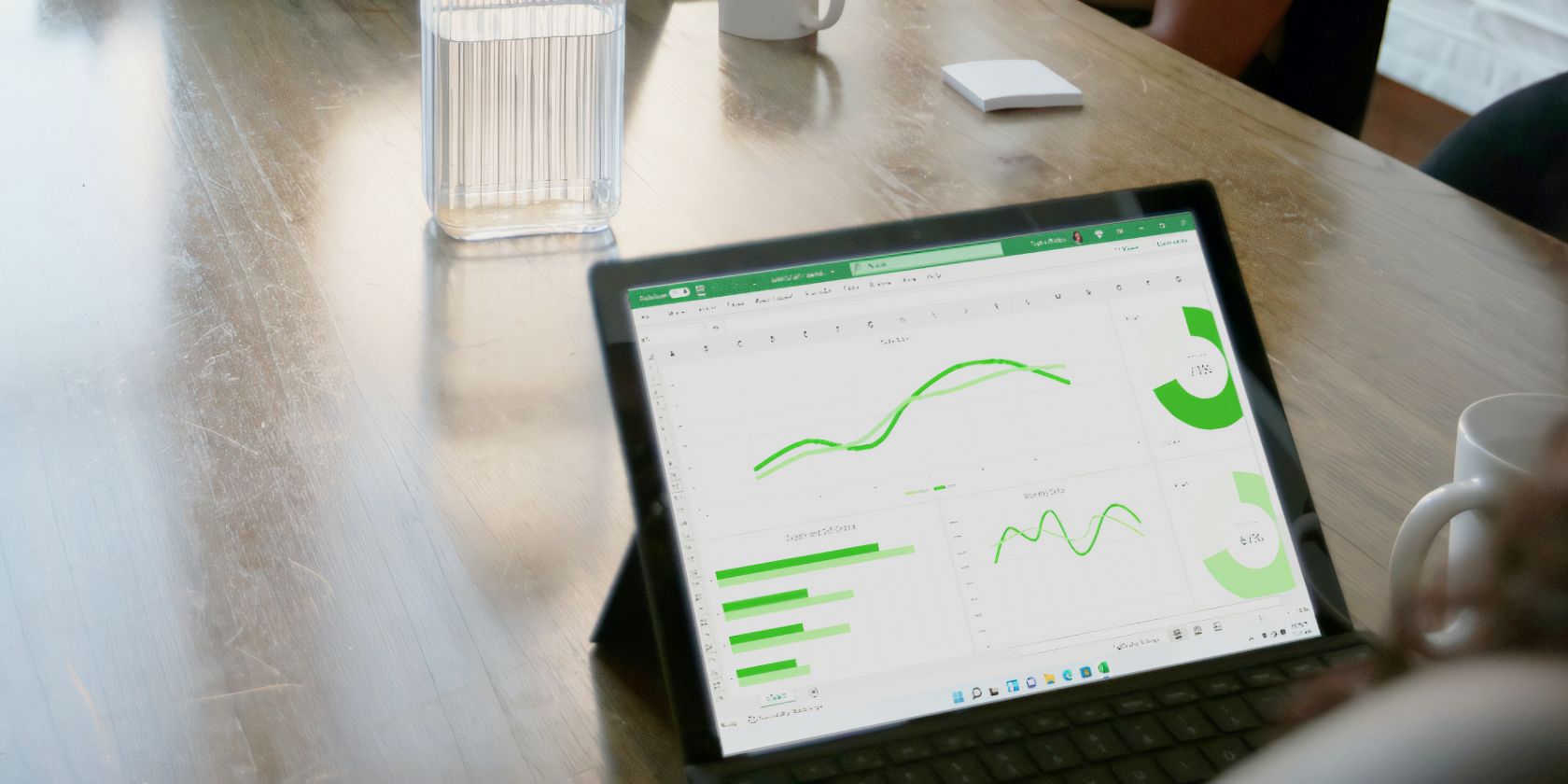 A Microsoft Excel spreadsheet featuring charts displayed on a computer