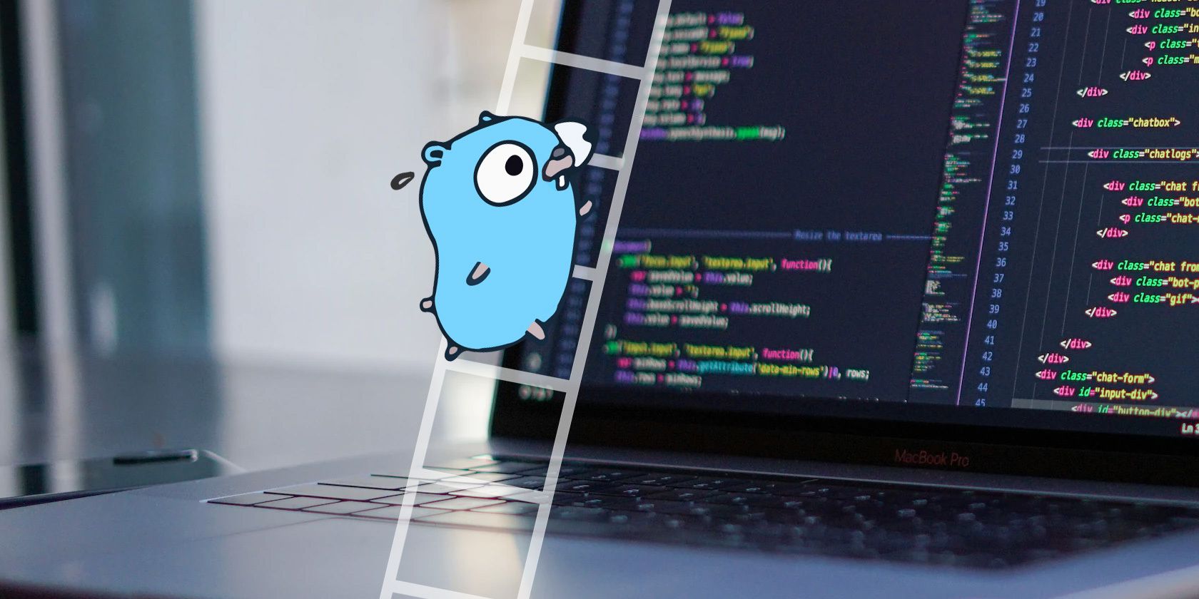 Cách làm việc với các tệp YAML trong Go The Golang mascot, a blue gopher, climbing a ladder superimposed on a photograph of a laptop.