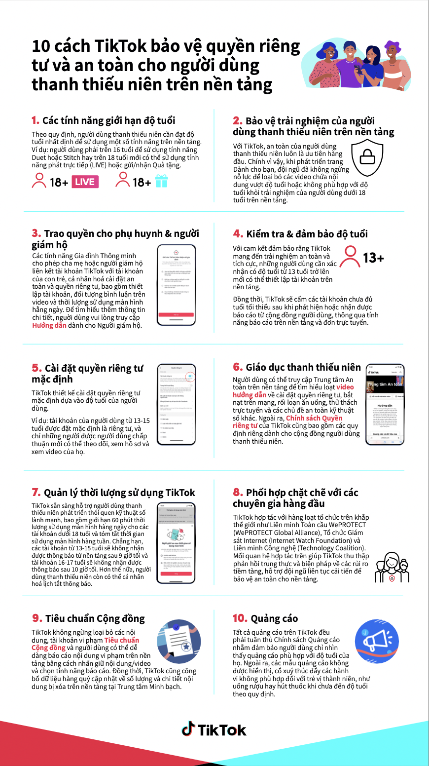 Chiến dịch #TryItWithTikTok đạt 533 triệu lượt xem TechTimes Vietnam 10 cách thức hữu hiệu để tăng cường độ an toàn cho người dùng (đặc biệt là người dùng thanh thiếu niên) được TikTok khuyến khích mỗi khi sử dụng nền tảng