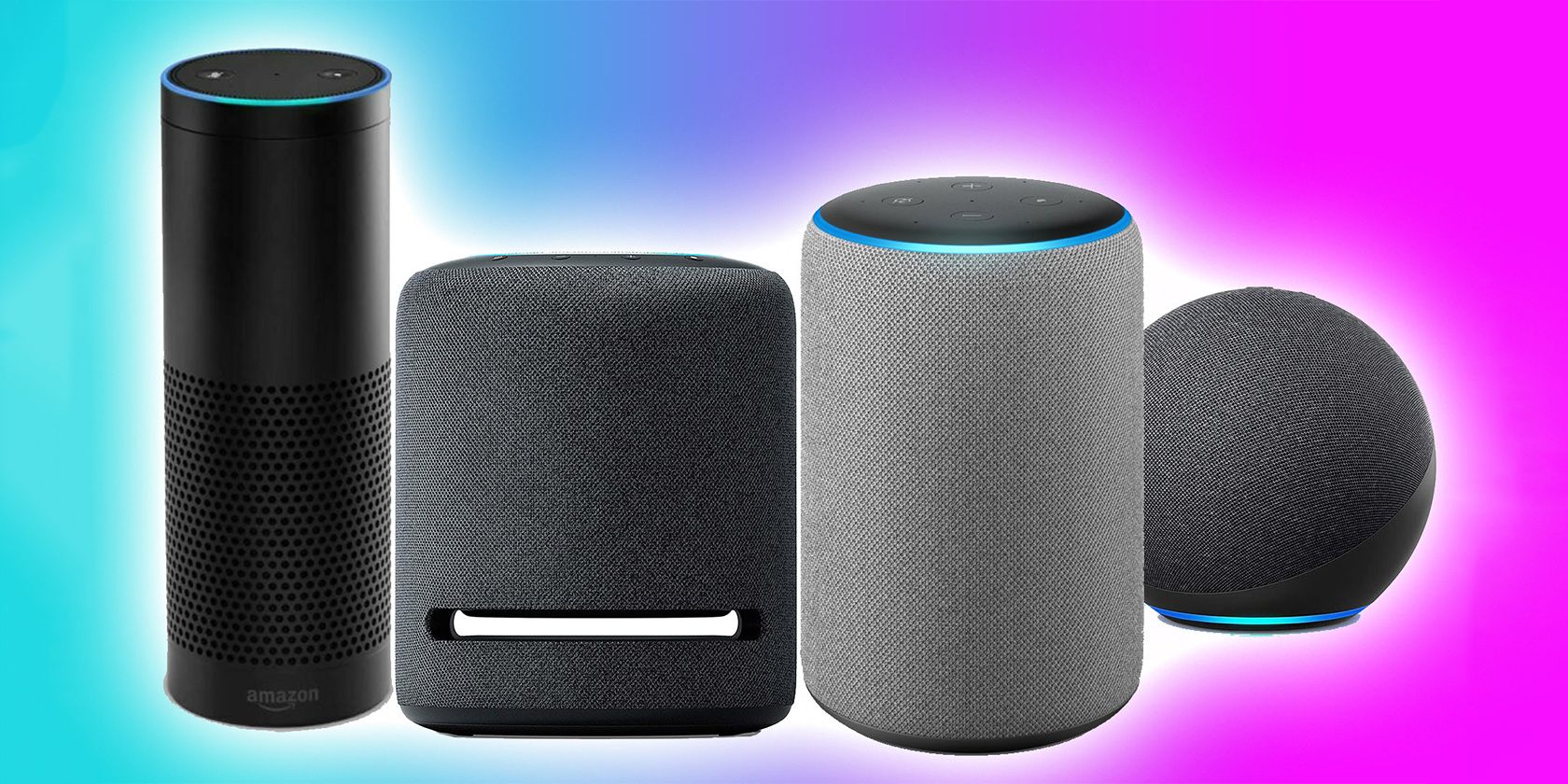 Various Echo Speakers Over Gradient Background