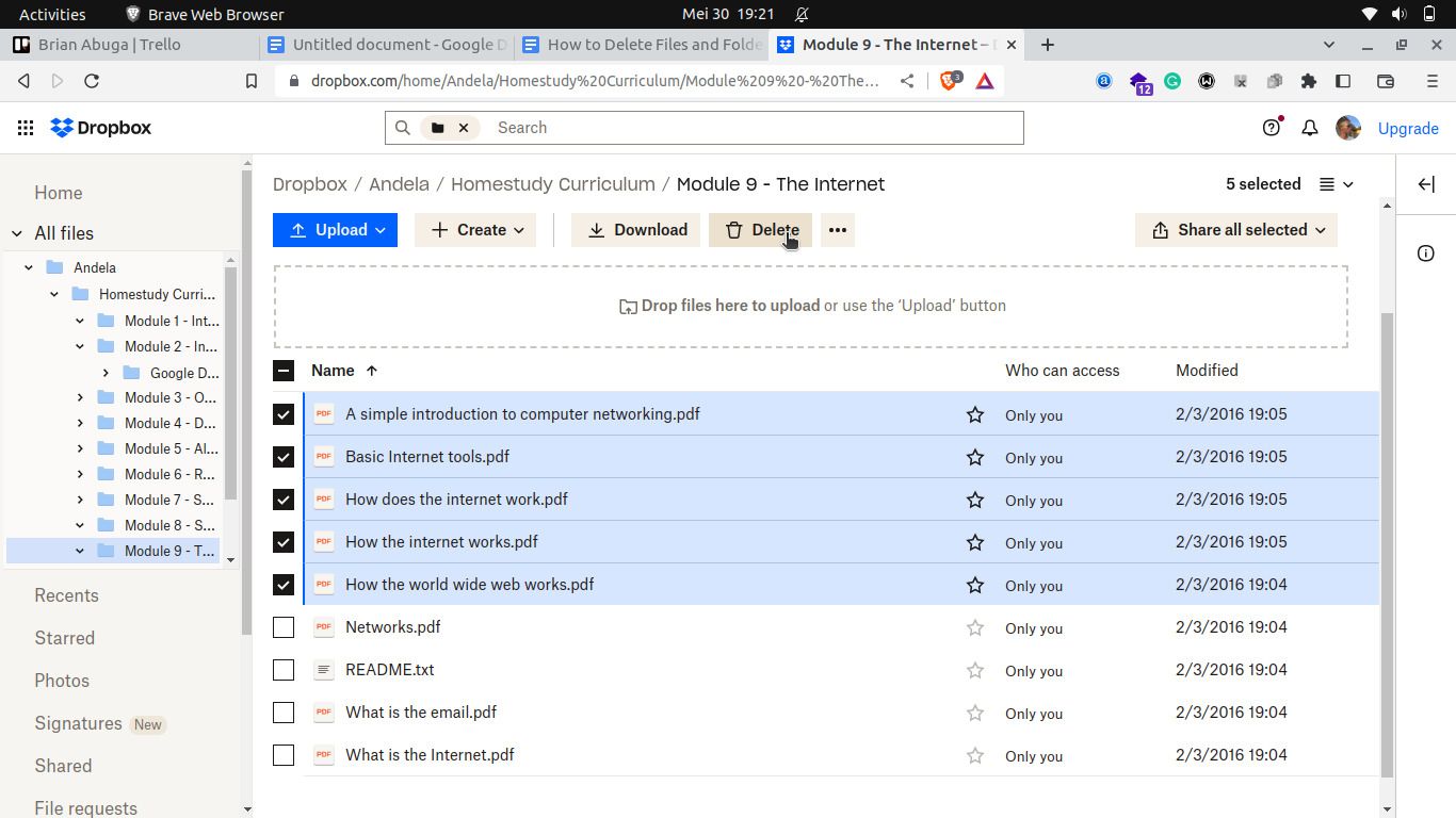 Xóa nhiều tệp khỏi bộ lưu trữ Dropbox