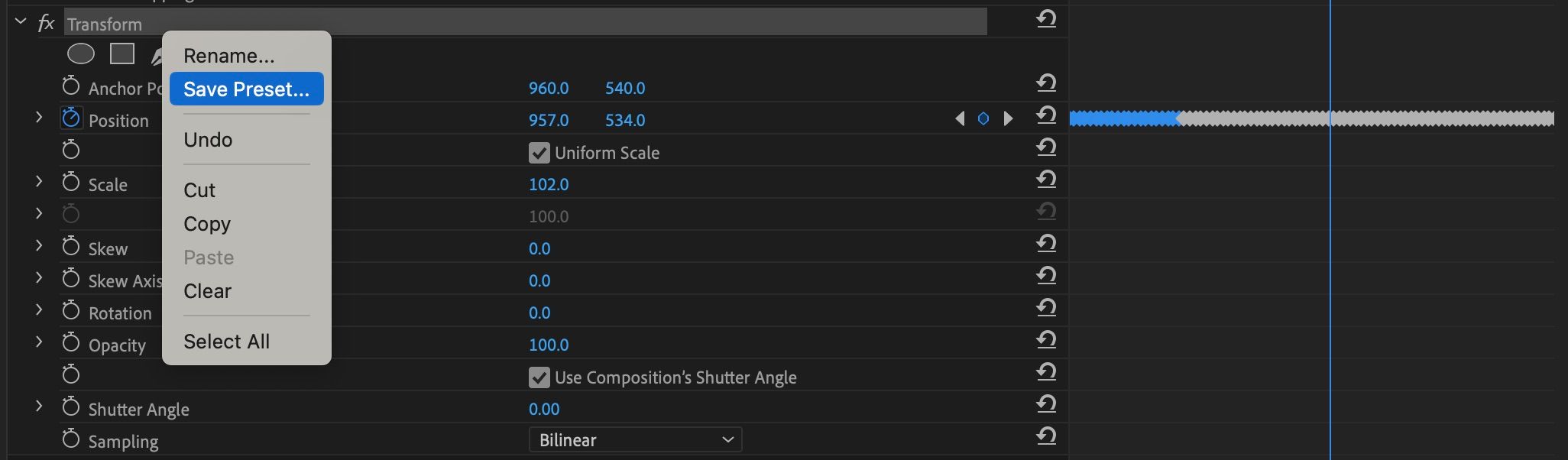 Lưu cài đặt trước trong Premiere Pro