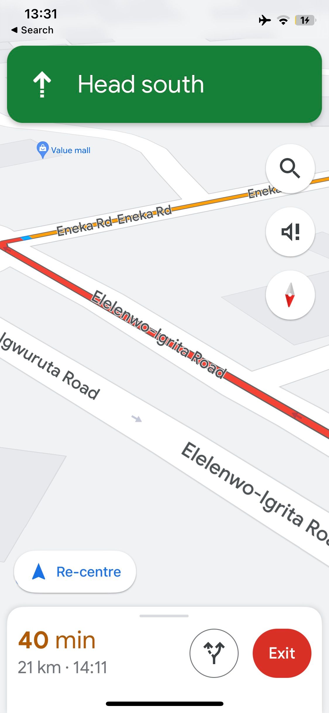 Google Maps hiển thị giao thông đường màu đỏ trên bản đồ