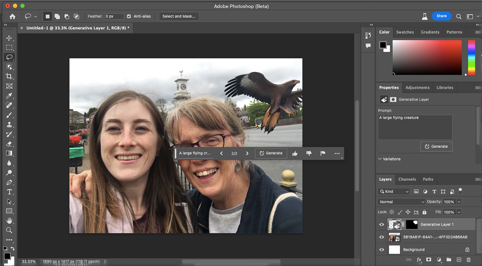 Ứng dụng Photoshop Beta với công cụ Generative Fill 