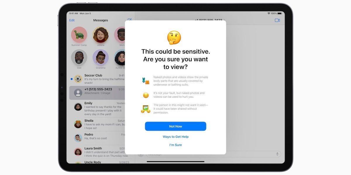 cảnh báo nội dung nhạy cảm trên iMessage