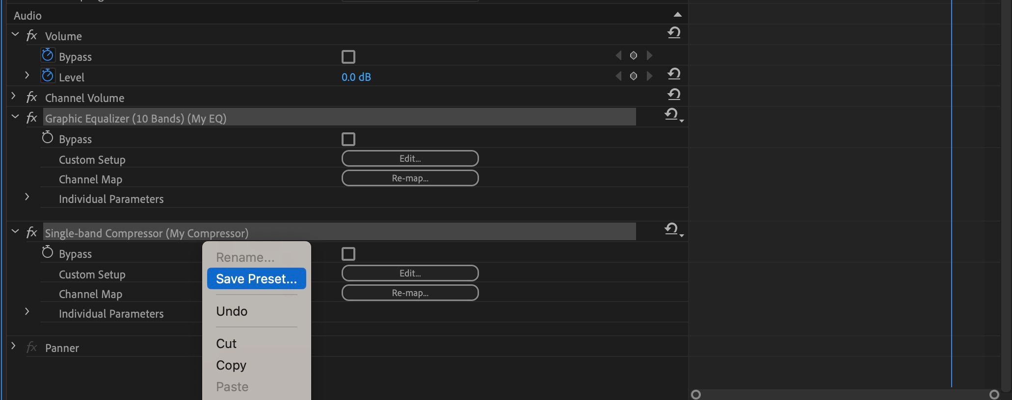 Chọn 2 hiệu ứng làm preset combo trong Premiere Pro