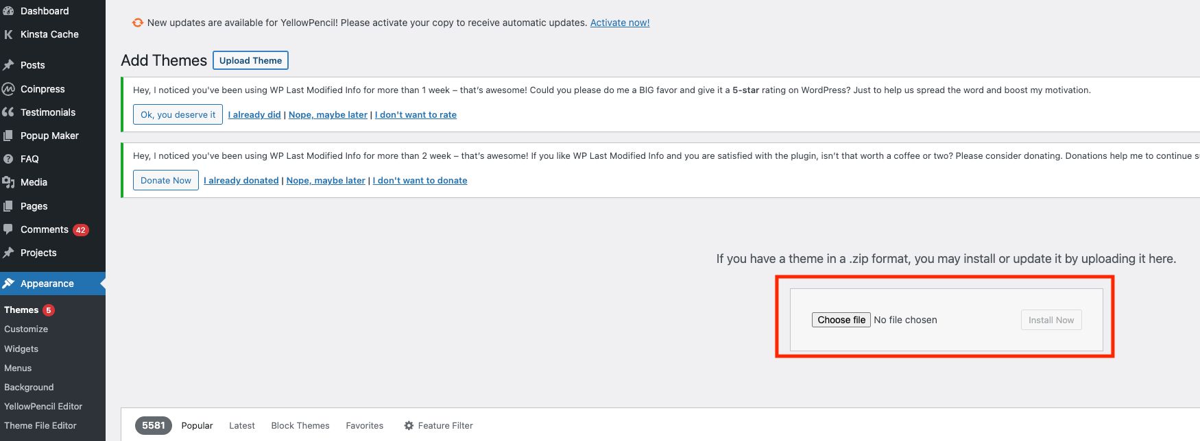 Tải lên chủ đề WordPress