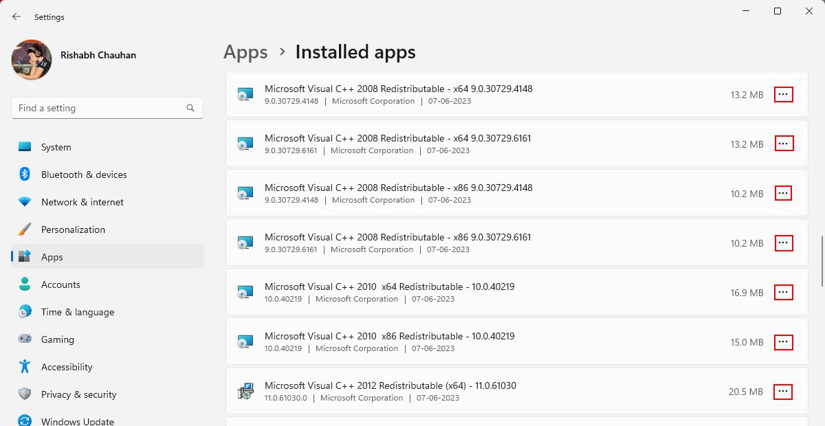 Tất cả các gói Microsoft Visual C++