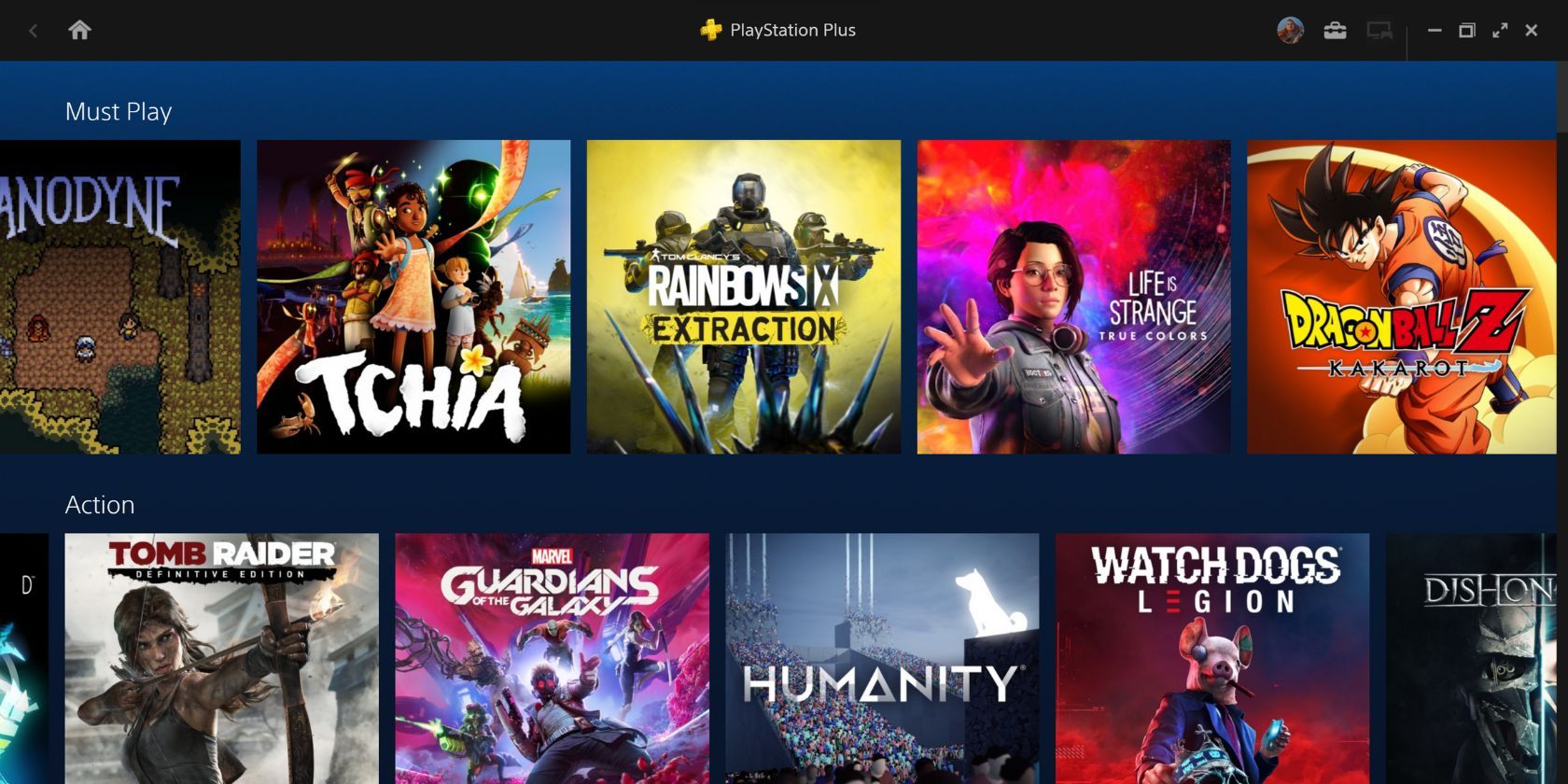 PS Plus trên màn hình chính PC