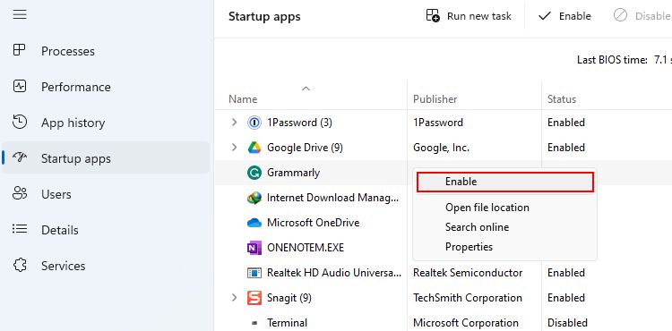 Cài đặt khởi động ngữ pháp