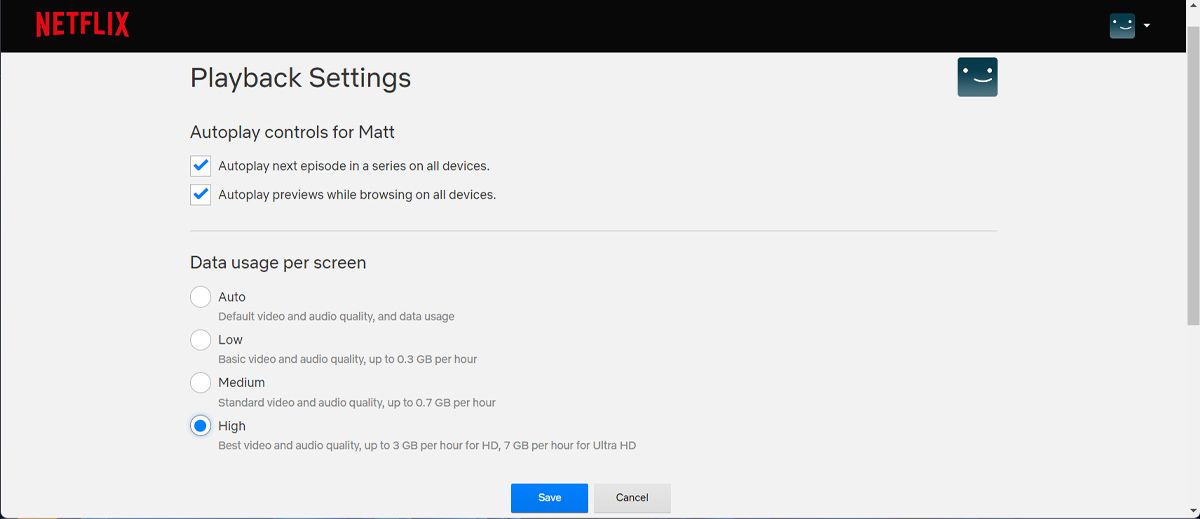 Thay đổi cài đặt phát lại Netflix