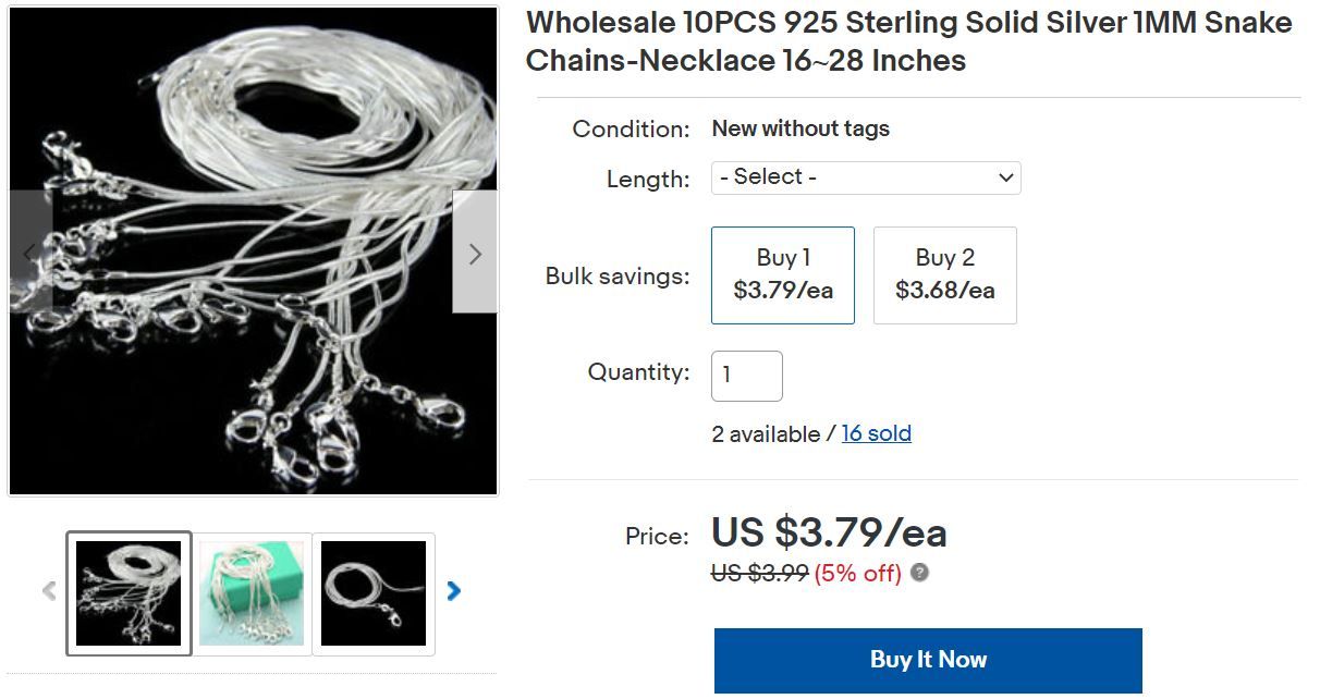 Vòng cổ số lượng lớn trên eBay