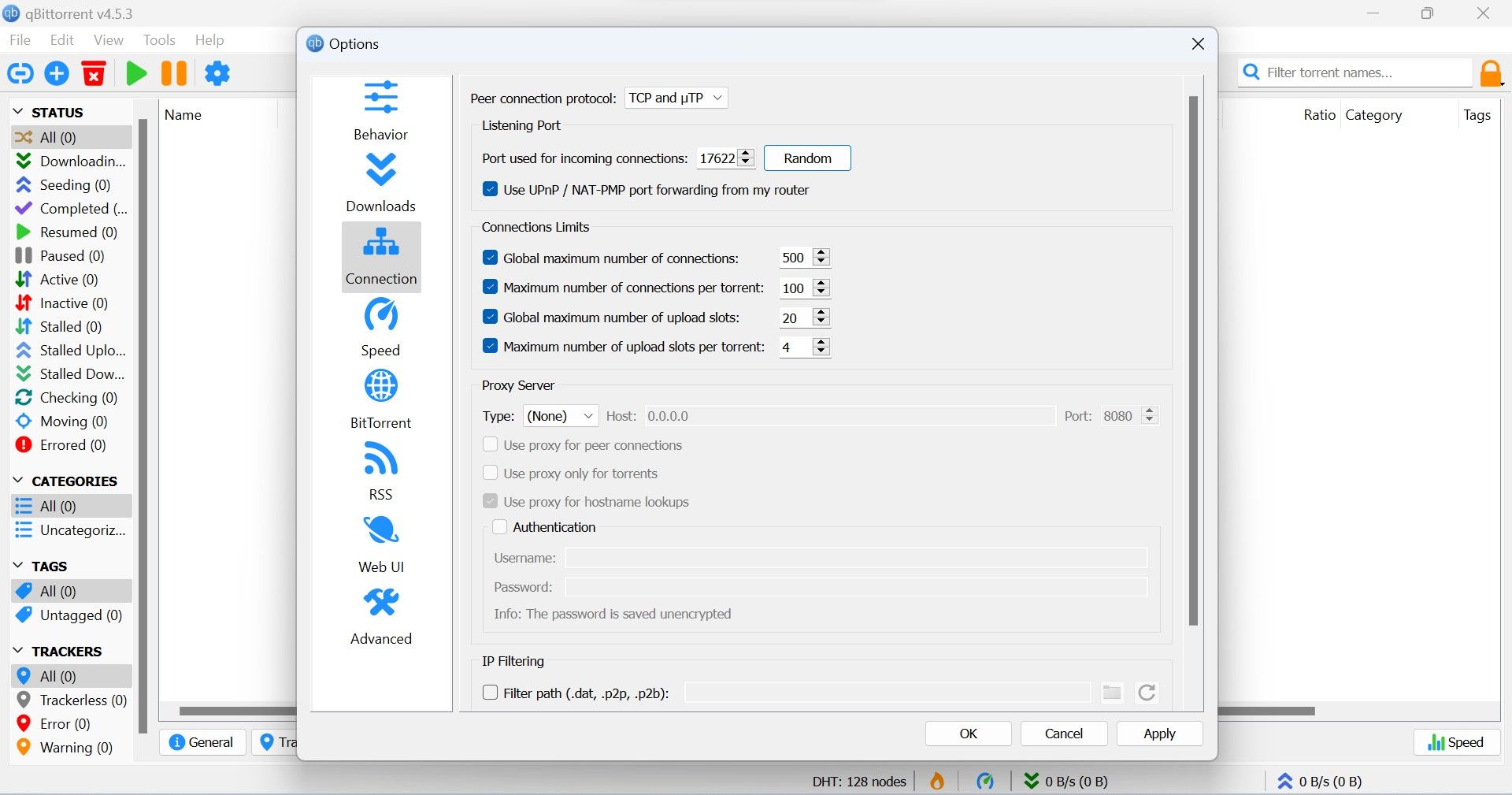 Nhấp vào Ngẫu nhiên để thay đổi Cổng nghe qBittorrent trong Cài đặt qBittorrent