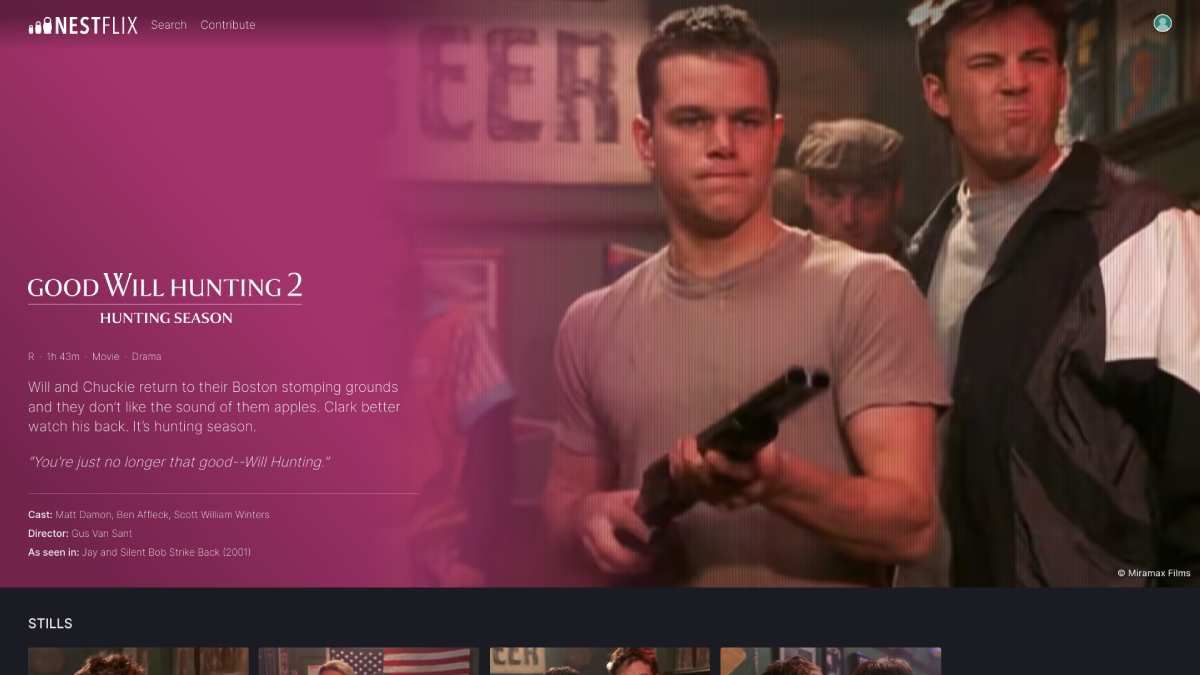 Nestflix là một danh mục nhại giống Netflix gồm tất cả phim giả và chương trình truyền hình hư cấu được đề cập trong phim và phim bộ