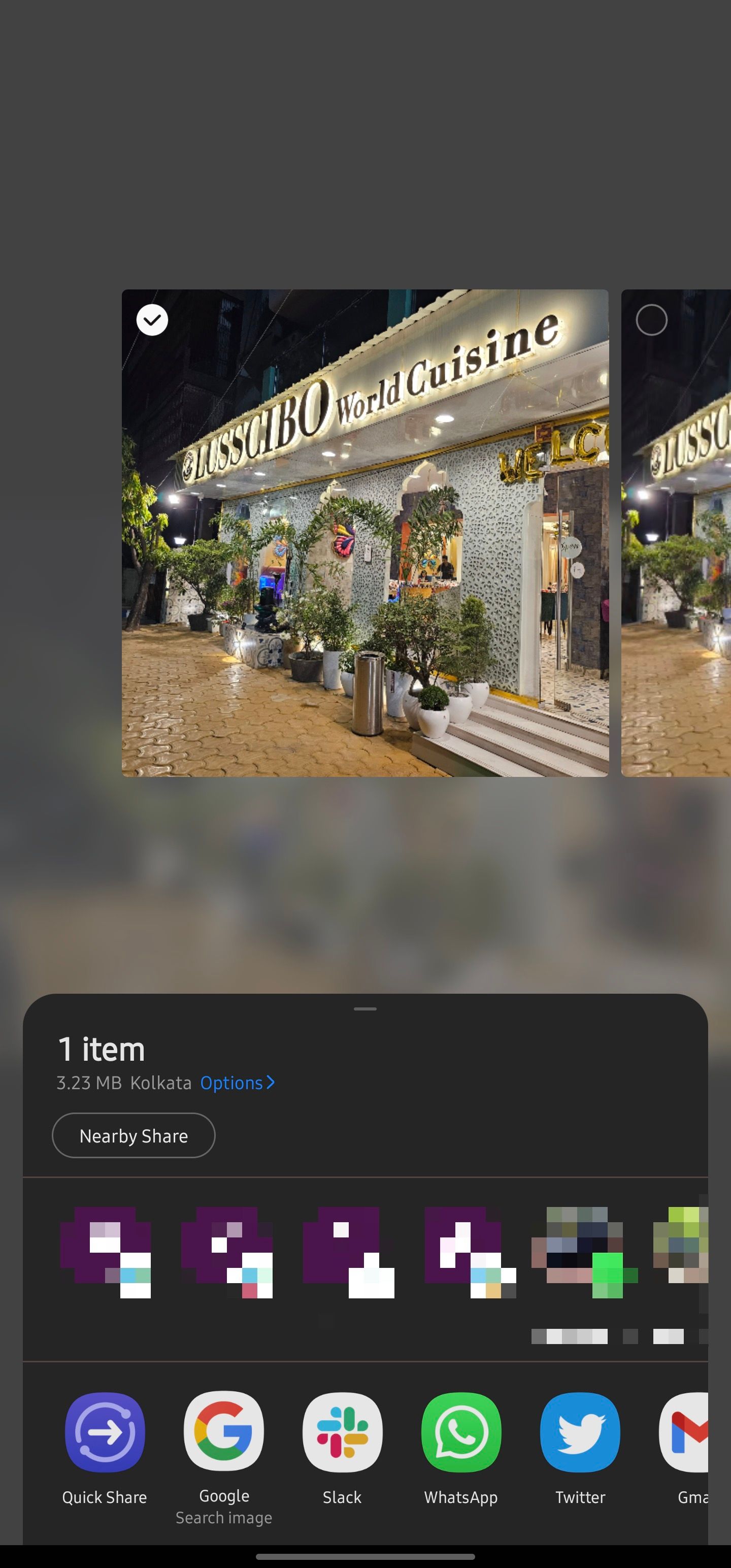 Menu chia sẻ trên điện thoại Samsung Galaxy