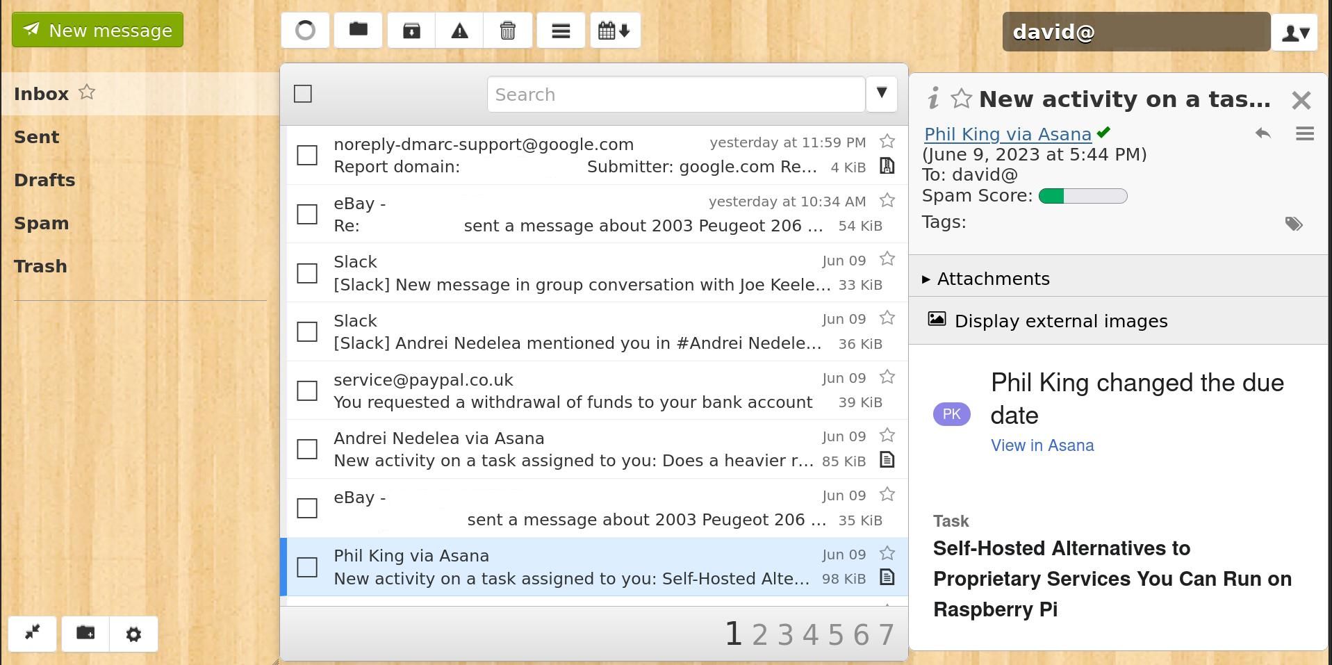 Chế độ xem màn hình mặc định của snappymail