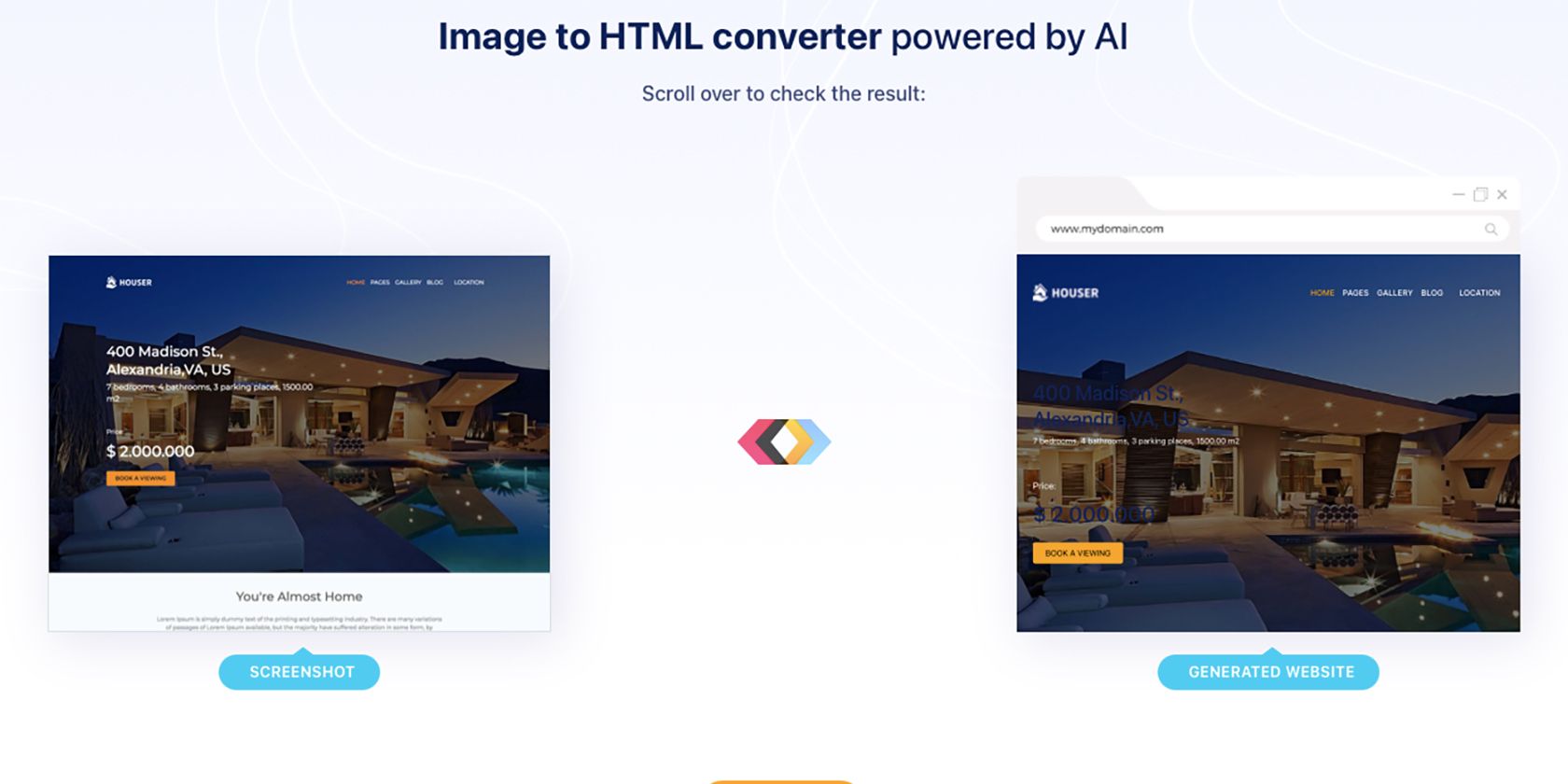 Ví dụ về trang web được tạo bởi Fronty AI.