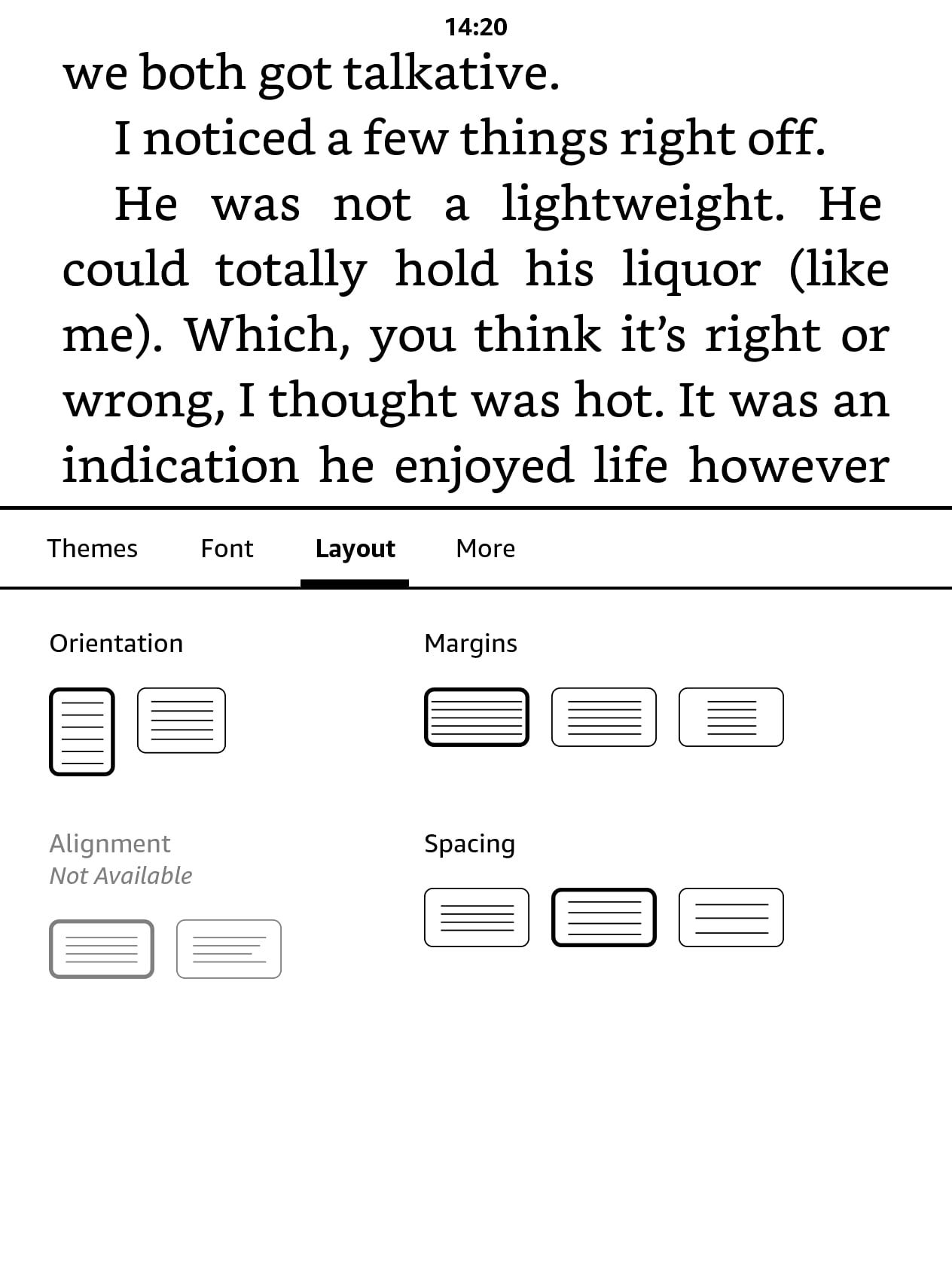 Cài đặt bố cục trên Kindle