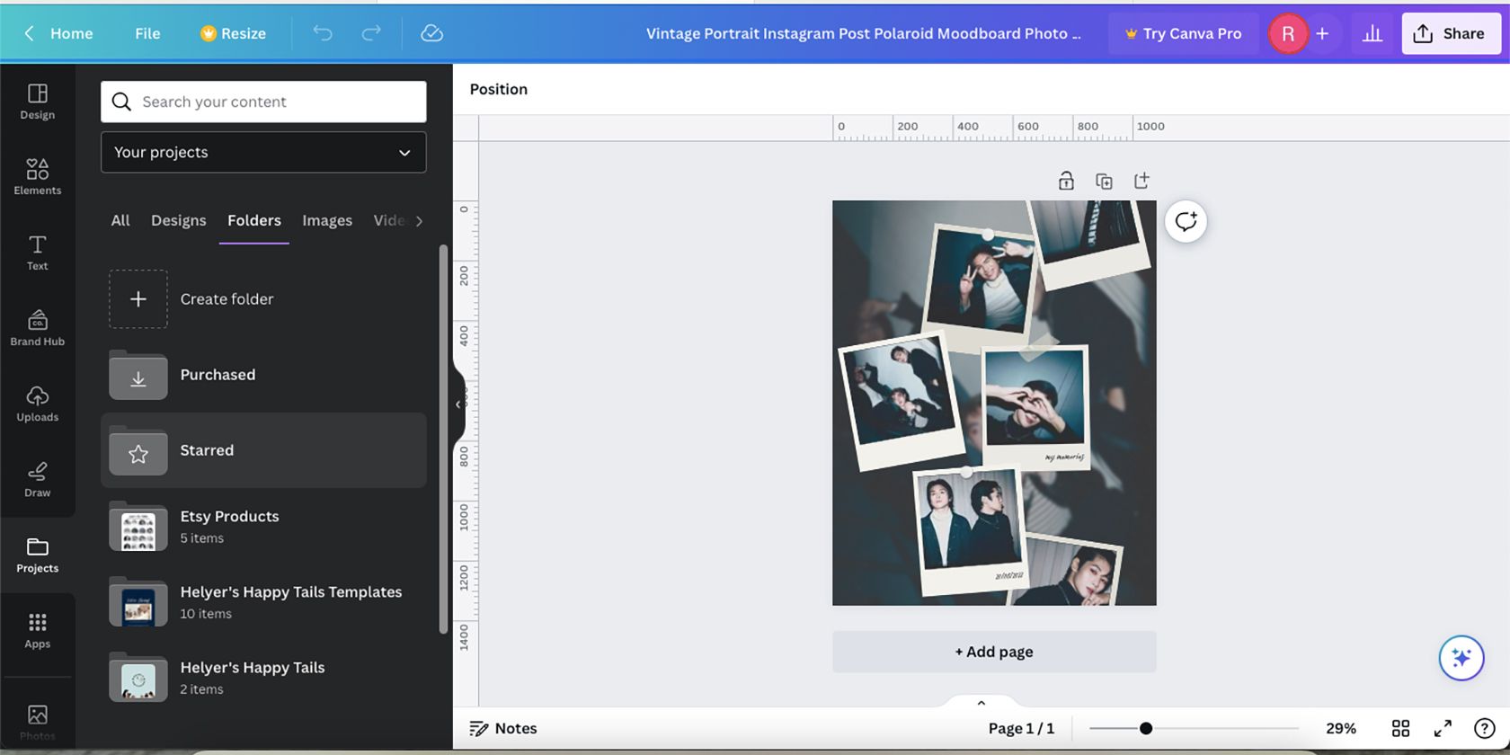 Thư mục Canva trên trang Artboard