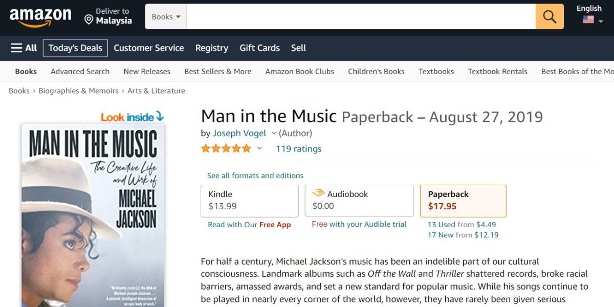 người đàn ông trong cuốn sách âm nhạc trên amazon 