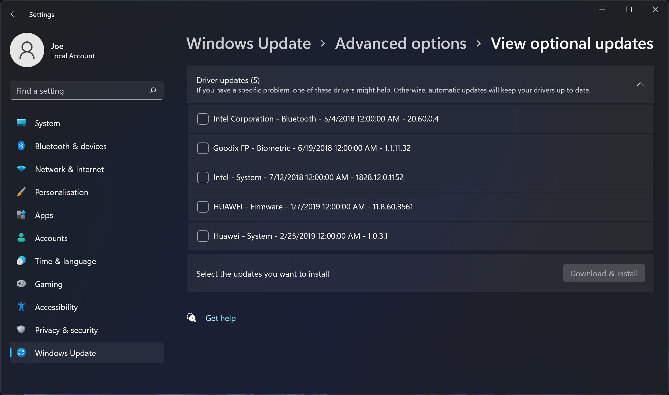 windows 11 xem các bản cập nhật tùy chọn