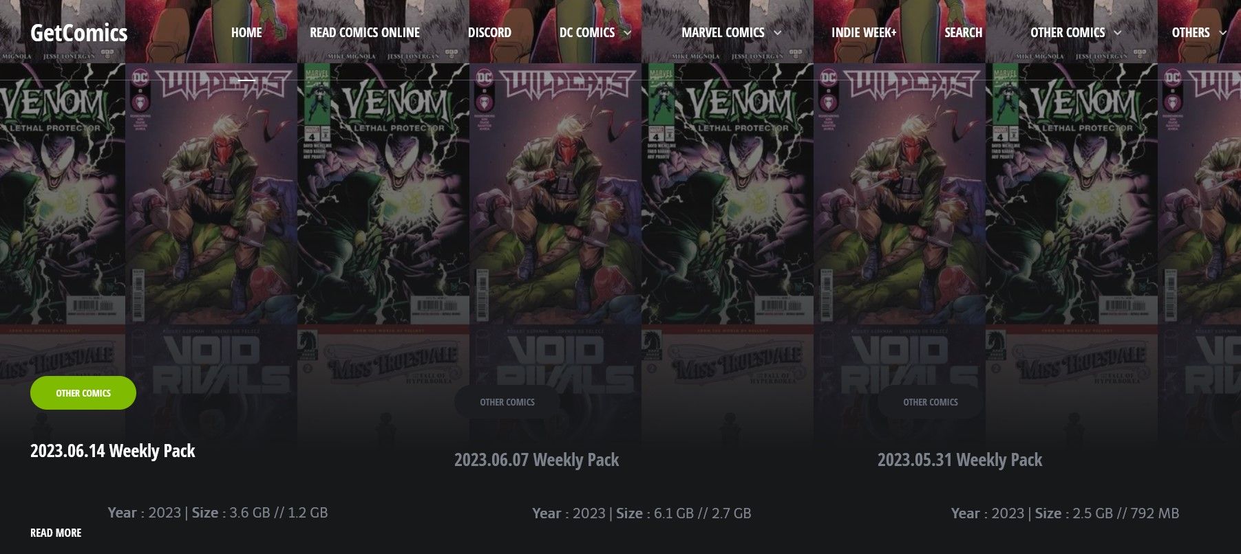 Trang web GetComics dành cho truyện tranh và tiểu thuyết đồ họa