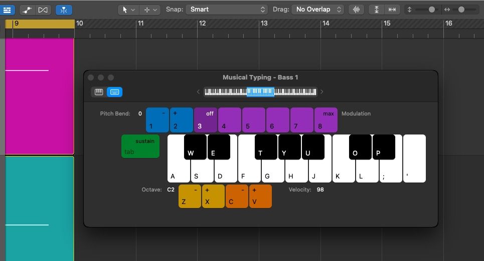 Bàn phím gõ nhạc trong Logic Pro X